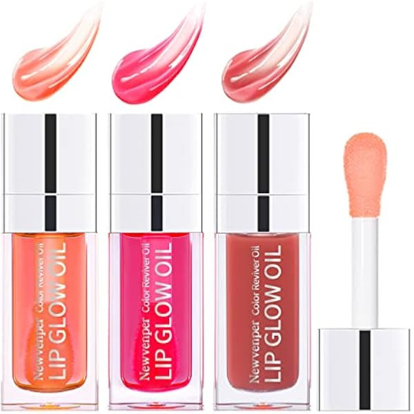 3 Pcs Plumping Lip Oil, Hydrating Lip Glow Oil, Plumping Lip Gloss, Tinted Lip Oil Balm, Long Lastin | Amazon (US)