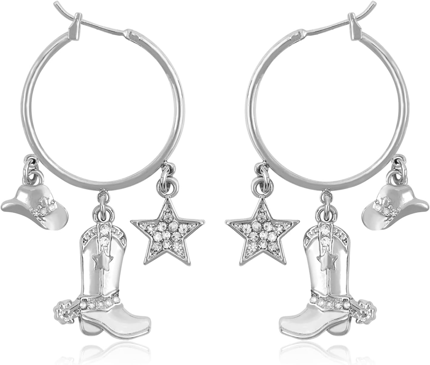 Fire Bettle Western Cowgirl Boot Hat Earrings for Women Cute Country Western Star Boots Hat Hoop ... | Amazon (US)