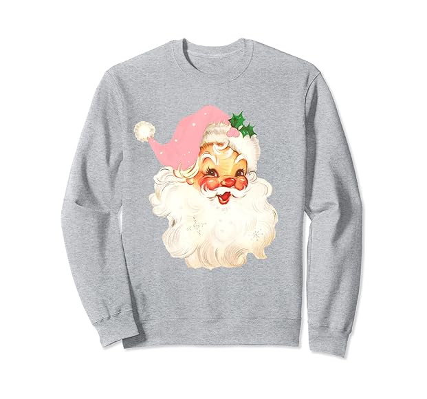 Vintage Retro Christmas Santa Claus Sweatshirt, Long Sleeve | Amazon (US)