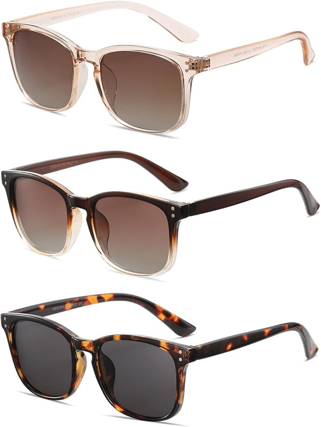 Polarized Sunglasses for Women Classic Retro Trendy Style Sun glasses UV 400 Protection(3 Pack) | Amazon (US)