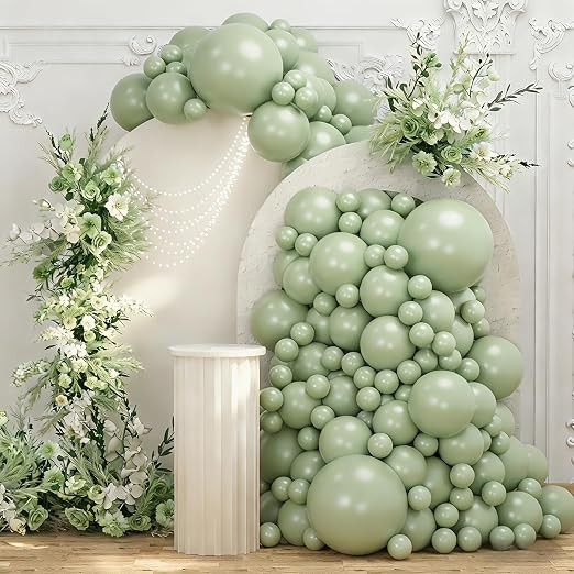 108Pcs Double Stuffed Dusty Green Balloon Garland Arch Kit | Amazon (US)