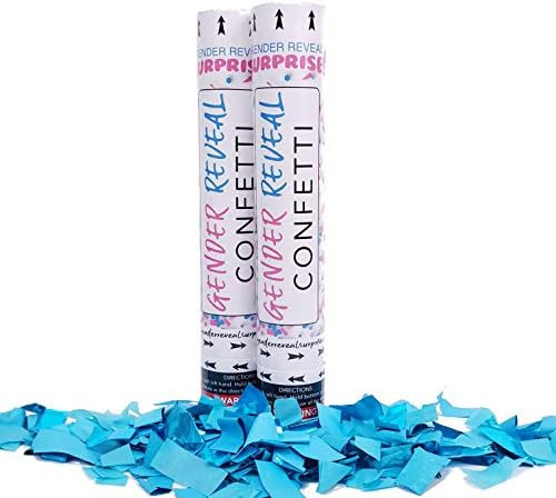 Gender Reveal Surprise Confetti Cannons, Set of 2, Blue for Baby Boy, 12 Inch, Biodegradable Confett | Amazon (US)