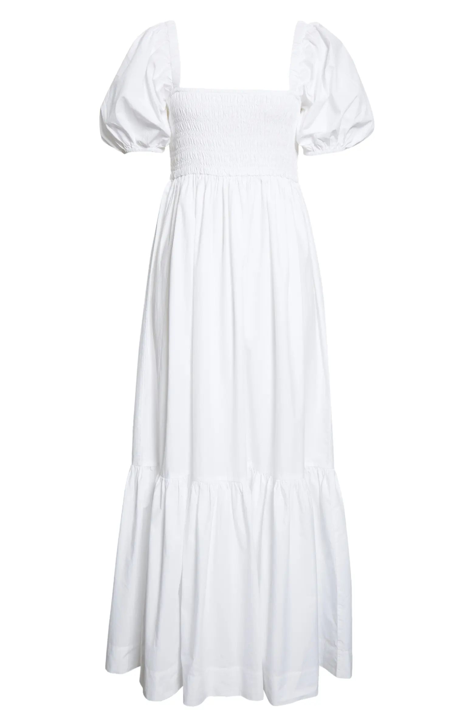 Ganni Smocked Organic Cotton Poplin Maxi Dress | Nordstrom | Nordstrom