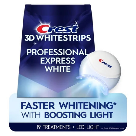 Crest 3DWhitestrips Professional Express Teeth Whitening Kit with Light, 19 Count | Walmart (US)