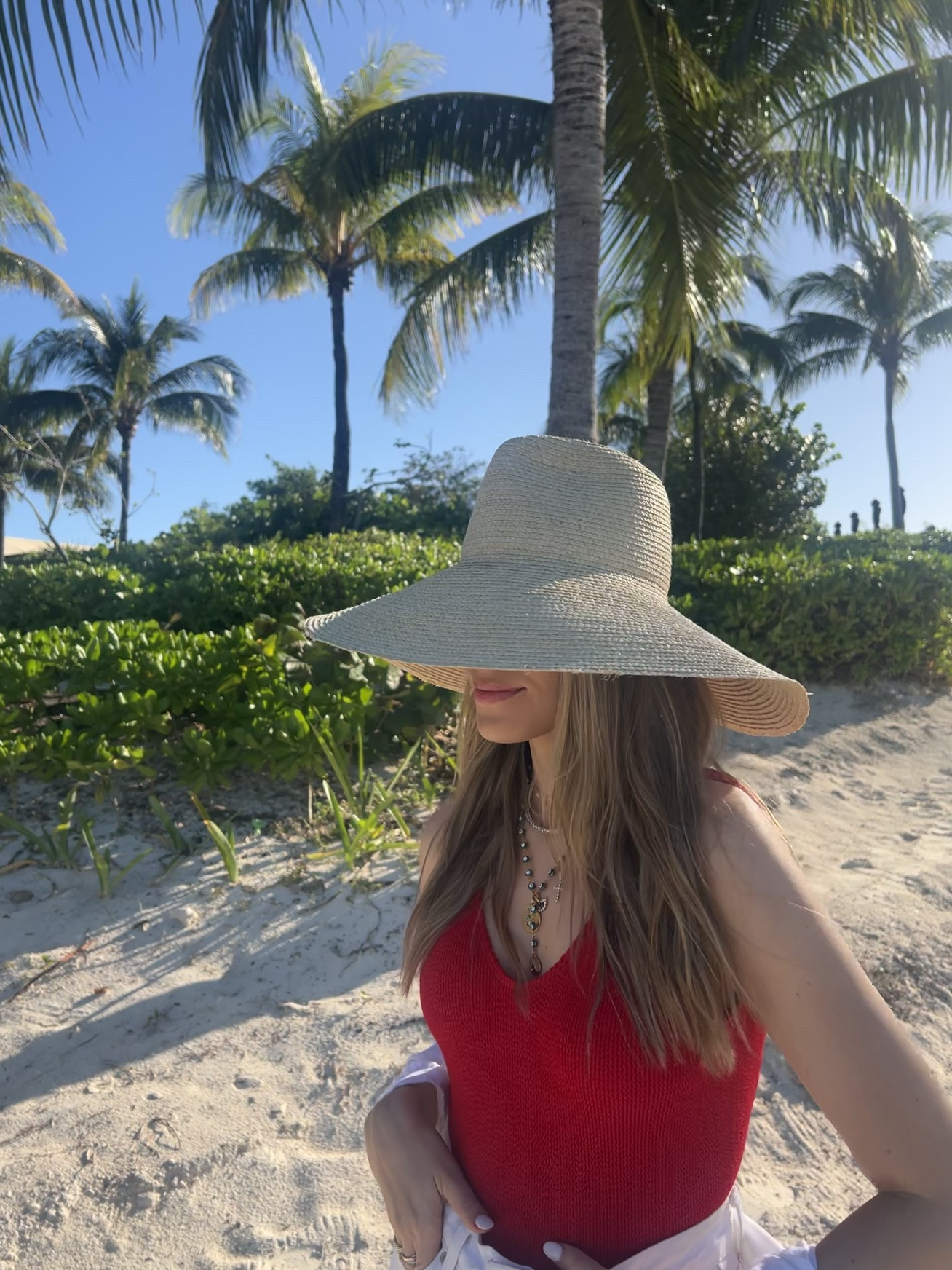 Beach look - just love red for a one piece. And the perfect oversized hat!❤️

#LTKstyletip #LTKswim #LTKtravel