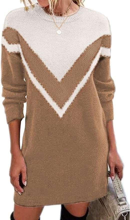 Jayscreate Women's Winter Sweater Dress Casual Long Sleeve Crew Neck Loose Shift Slim Fit Soft Wa... | Amazon (US)