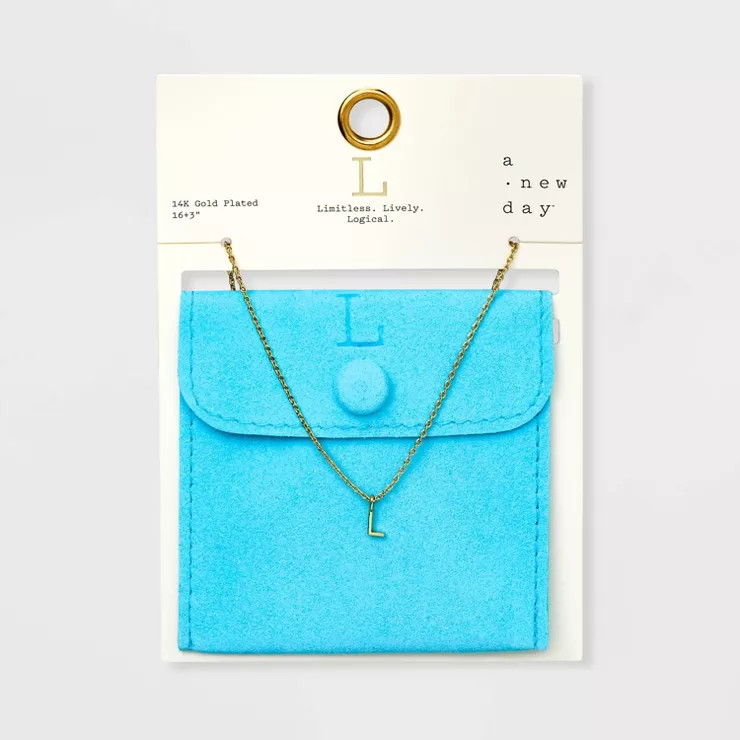 14K Gold Plated Initial Pendant Necklace - A New Day™ | Target