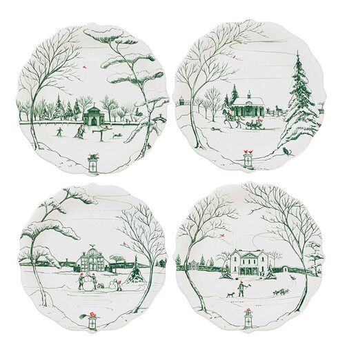 Set of 4 Country Estate Winter Frolic Party Plates - Juliska - Green | One Kings Lane