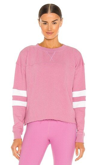 Varsity Sweatshirt in True Pink & White Stripe | Revolve Clothing (Global)