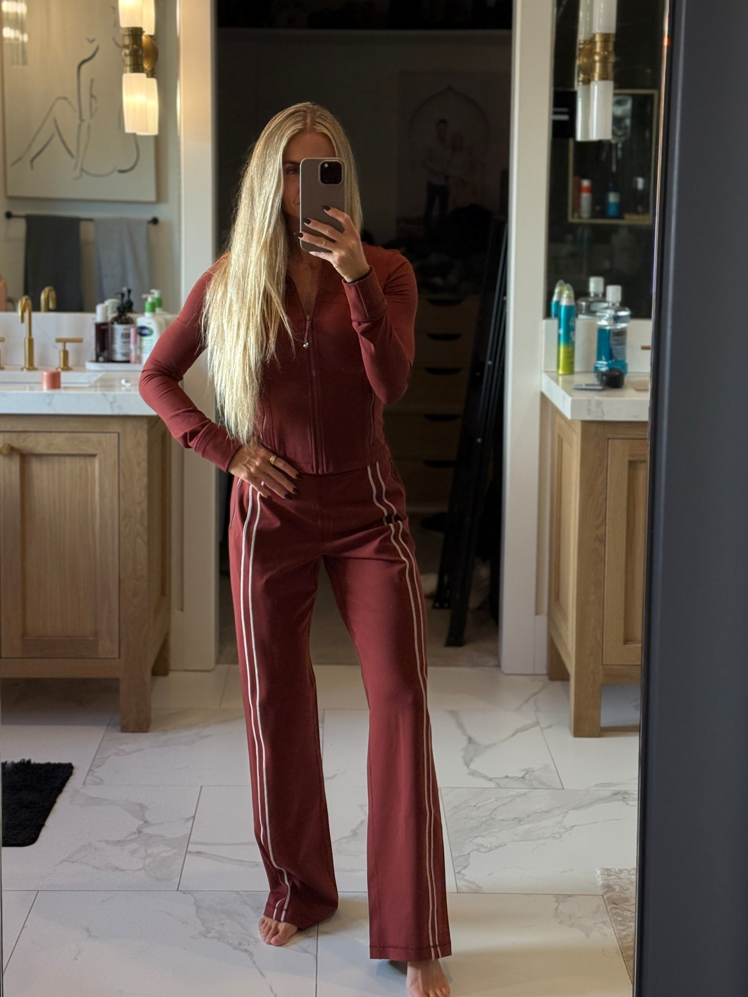 Size 6 jacket. I am loving these define jackets lately! My go-to grab 

Pants I’m in a small and feel like I should have sized down to a XS