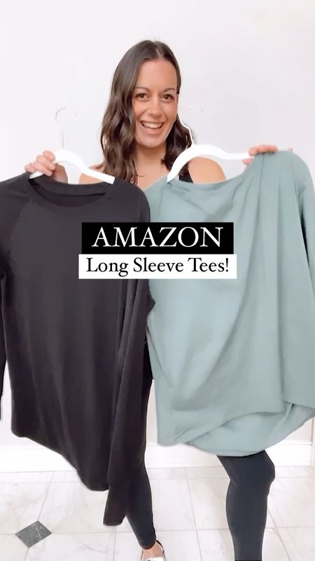 Amazon long sleeved tees! Both run true to size - I’m wearing a small in both.  Amazon leggings also run Tts - wearing a small. 

Lululemon dupe, free people dupe, black leggings, amazon find 

#LTKFind #LTKunder50 #LTKfit