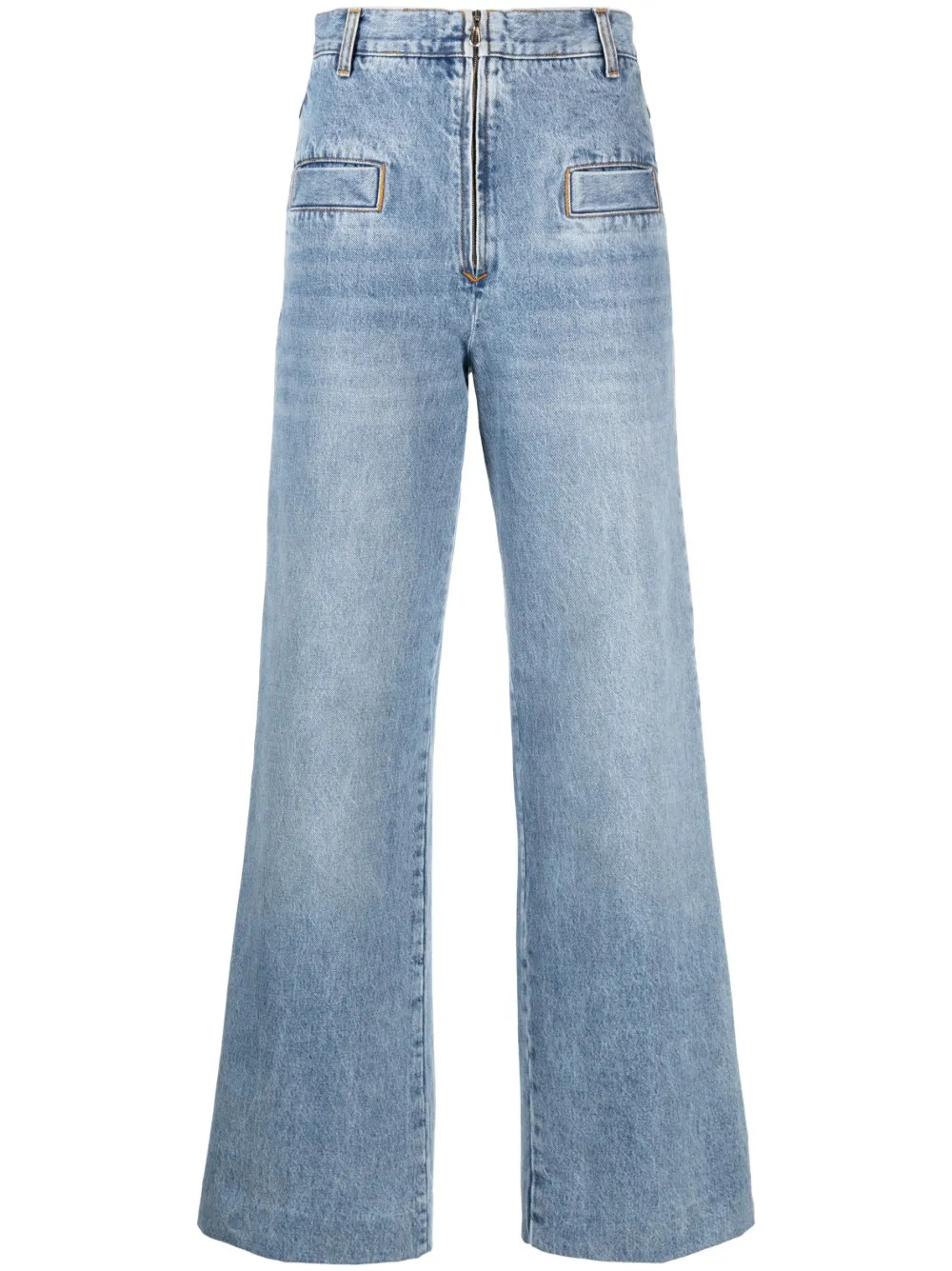SANDRO high-waisted wide-leg Jeans | Blue | FARFETCH LT | Farfetch Global