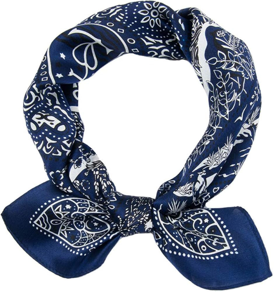 JERLA Women's Men's Small Square satin 100% Real Mulberry Silk Scarfs paisley Hair head face scar... | Amazon (US)