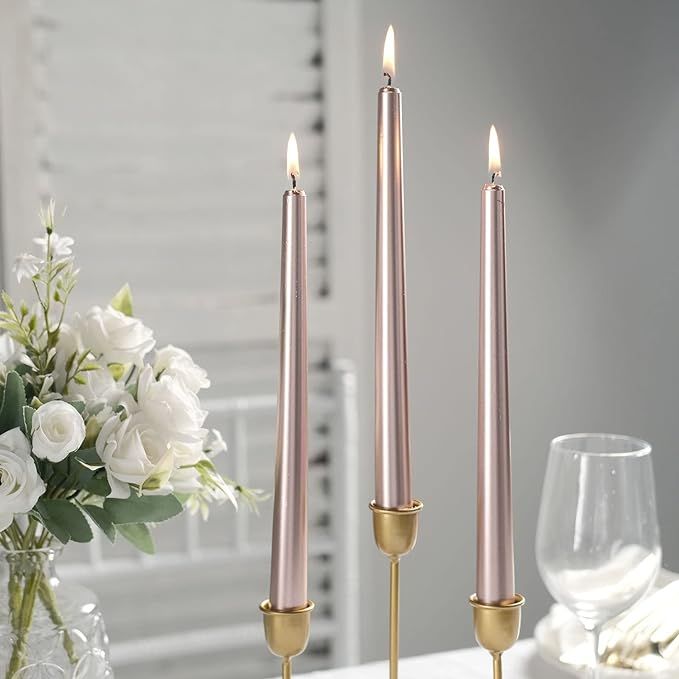 Efavormart 10" Tall Premium Quality Dripless Unscented Rose Gold Taper Candles Wedding Dinner Can... | Amazon (US)