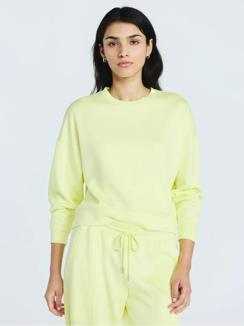 Scoop Women's and Women's Plus New Scubaknit Cropped Sweatshirt with Drop Sleeves, Sizes XS-4X | Walmart (US)