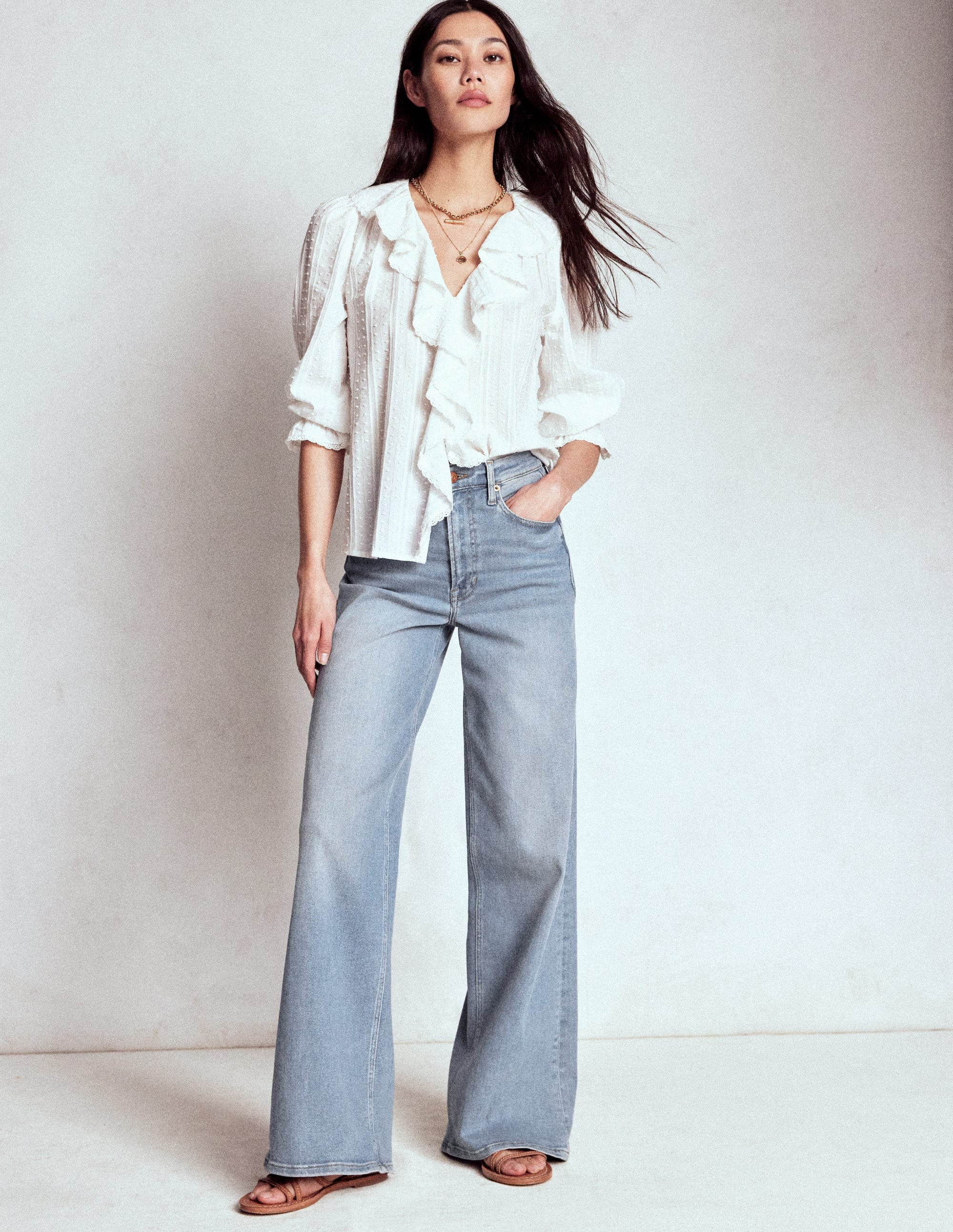 High Rise Wide Leg Jeans-Light Vintage | Boden UK