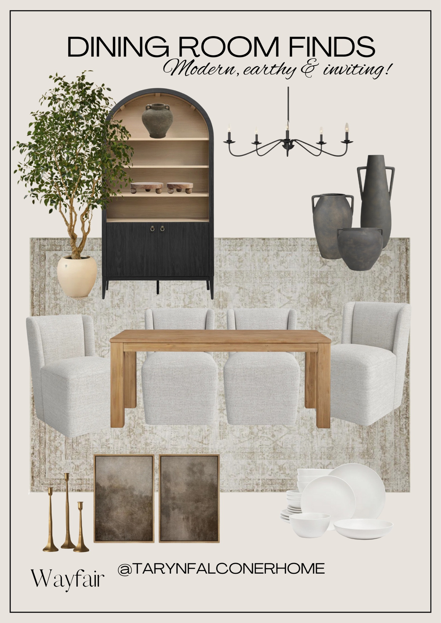 Modern, earthy & inviting dining room finds!

#diningroom #diningtable #diningchairs #archedcabinet #arearug #artwork #olivetree #neutralhome #cozyhome #organicmodern 

#LTKHome