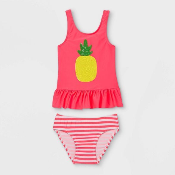 Toddler Girls' Pineapple Print Tankini Set - Cat & Jack™ Pink | Target