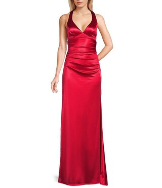 B. Darlin Sleeveless Satin X-Back Long Dress | Dillard's | Dillard's