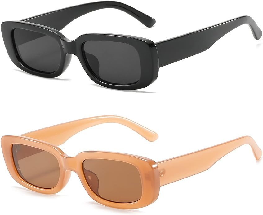 KUGUAOK Retro Rectangle Sunglasses Women and Men Vintage Small Square Sun Glasses UV Protection ... | Amazon (US)