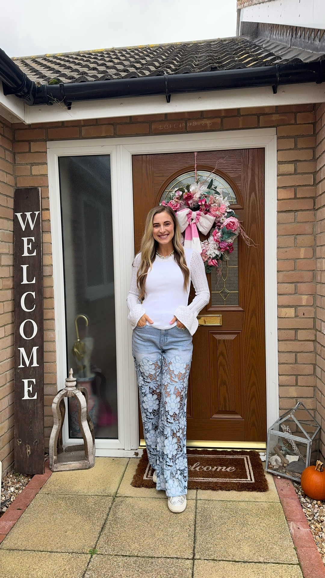 The cutest lace jeans from Nordstrom. White free people top, sparkly Betsey Johnson sneakers. OOTD. Outfit of the day. Fall transition. 

#LTKSeasonal #LTKStyleTip