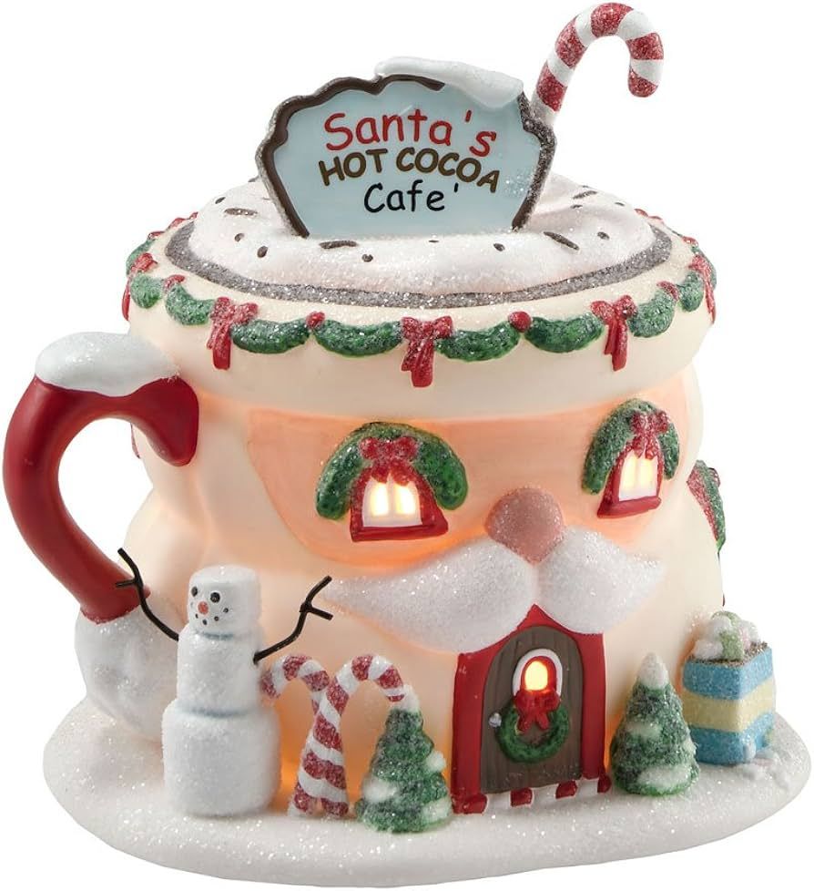 Department 56 Porcelain, Zinc alloy North Pole Village Santa's Hot Cocoa Café Lit House | Amazon (US)