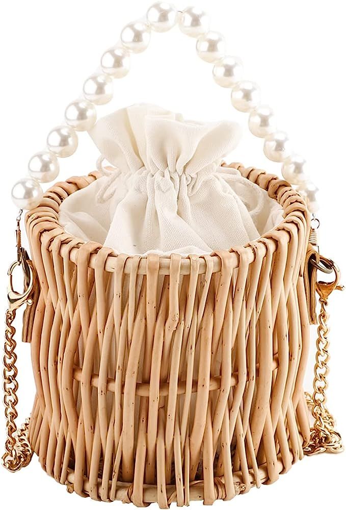YAHUAN Straw Bag for Women Wicker Small Crossbody Bag Beach Straw Bag | Amazon (US)