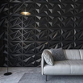 Art3dwallpanels PVC 3D Wall Panel Diamond for Interior Wall Décor in Black, Wall Decor PVC Panel... | Amazon (US)