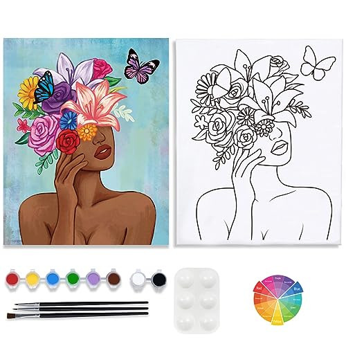 VALLSIP Canvas Painting Kits Pre Drawn Canvas for Painting for Adults Paint and Sip Party Supplies Stretched Canvas to Paint Games Ladies Night Flower Girl Mindfulness Date Night Ideas | Amazon (US)