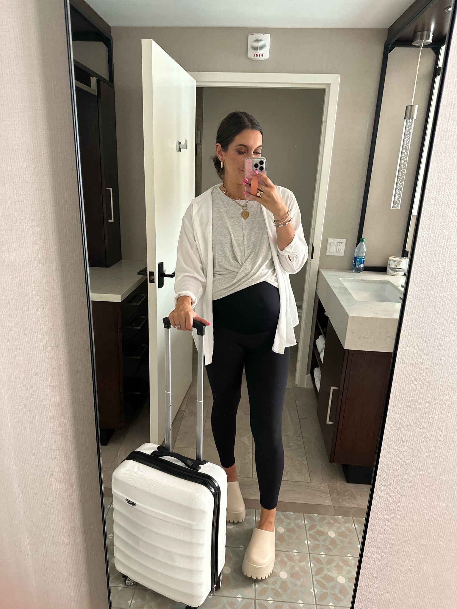 Travel bumpfit- easy peasy loungewear (true to size) and the cutest mules (that are actually comfy!) 