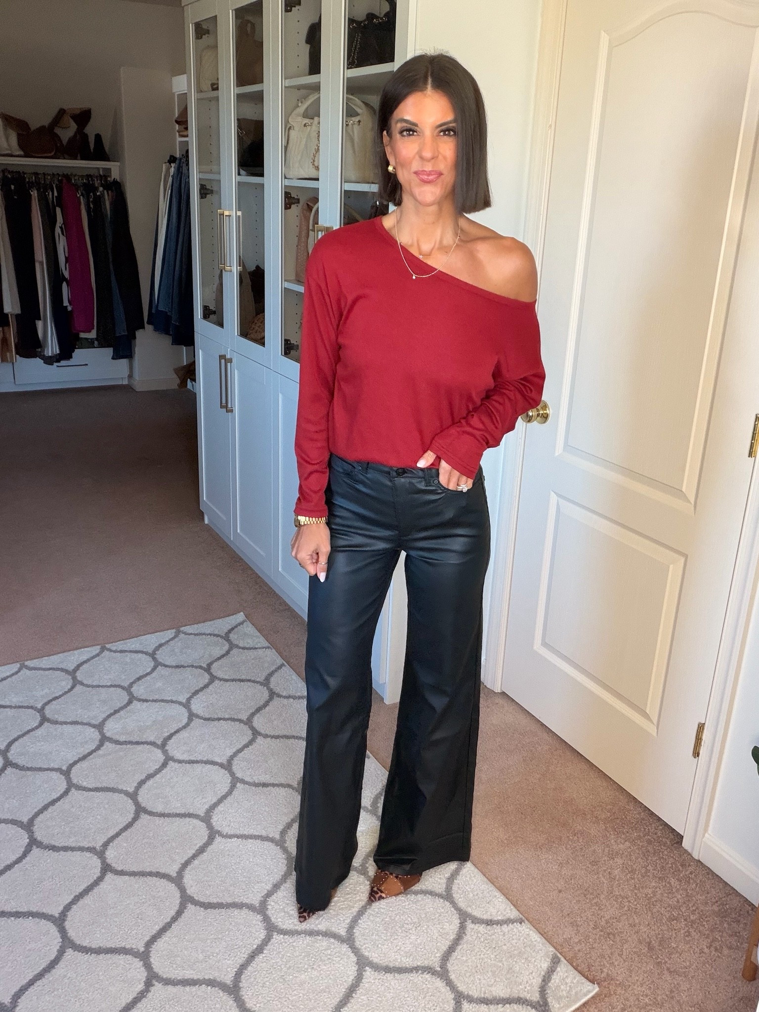 New @Walmart faux leather pants! These are AMAZING! Size small in top. Sized up one in pants