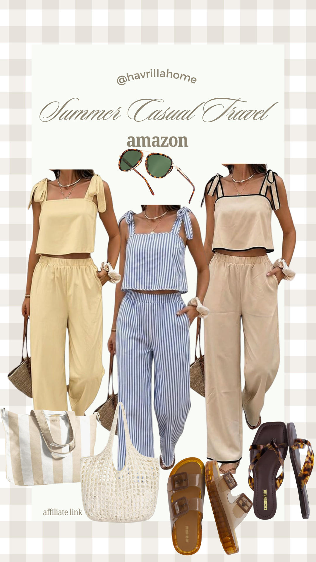 Summer Casual Travel, travel outfits, airport outfit, vacation outfits, matching lounge set, striped lounge set, neutral two piece set, yellow matching set, linen travel outfit, casual summer fashion, beach vacation style, oversized tote bag, woven beach bag, tortoise sunglasses, jelly sandals, flip flops, comfortable travel clothes, Amazon fashion finds, resort wear, summer capsule wardrobe, vacation essentials

#LTKgrwm #LTKBeauty #LTKTravel