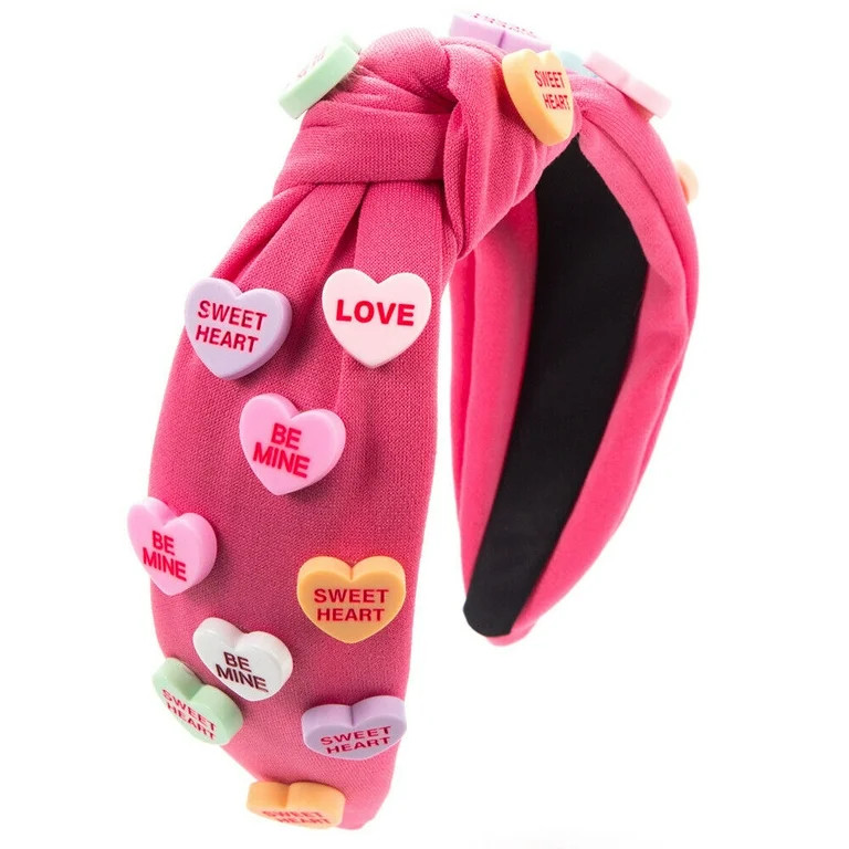 Candy Hearts Valentines Day Conversation Heart Headband for Women Female Rose Head Wraps for Wome... | Walmart (US)