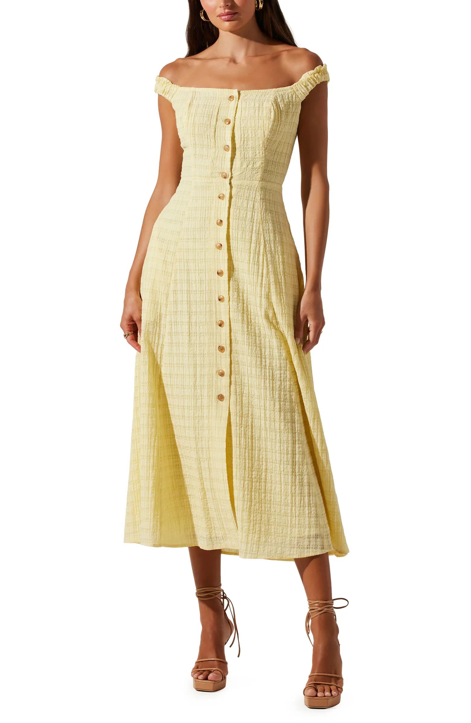 Harlyn Off the Shoulder Textured Midi Dress | Nordstrom