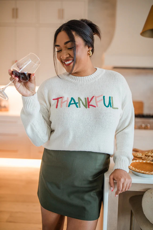 So Very Thankful Beige Sweater | Pink Lily