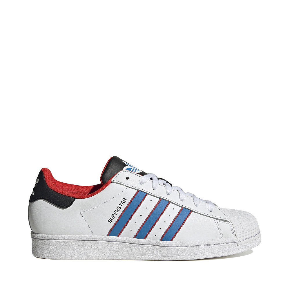 adidas Superstar Athletic Shoe - Cloud White / Bright Blue / Red | Journeys