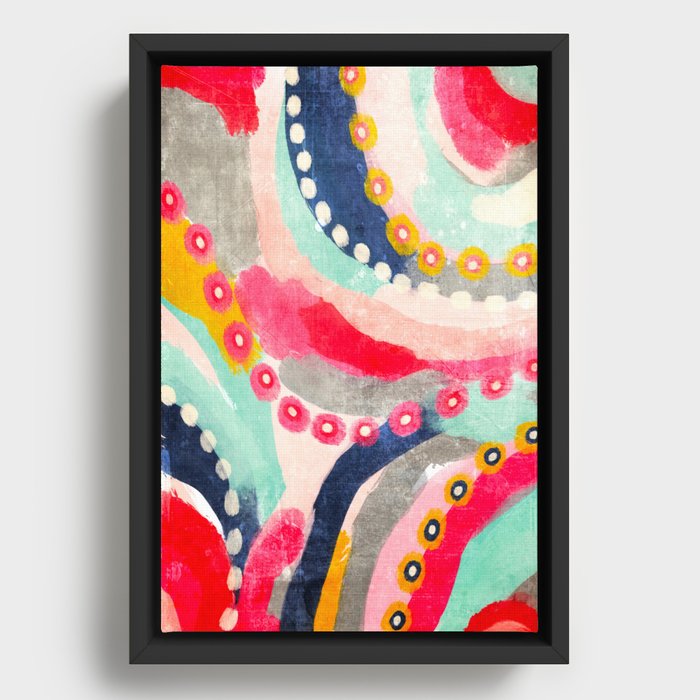Navy Red Abstract Framed Canvas | Society6