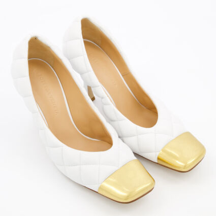 White Leather Quilted Heels | TK Maxx