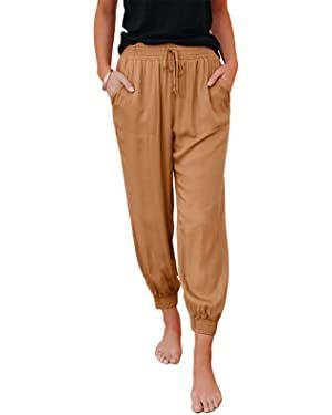 Dokotoo Womens 2023 Soft Casual Drawstring Tie Elastic Waist Loose Jogger Pants with Pockets | Amazon (US)