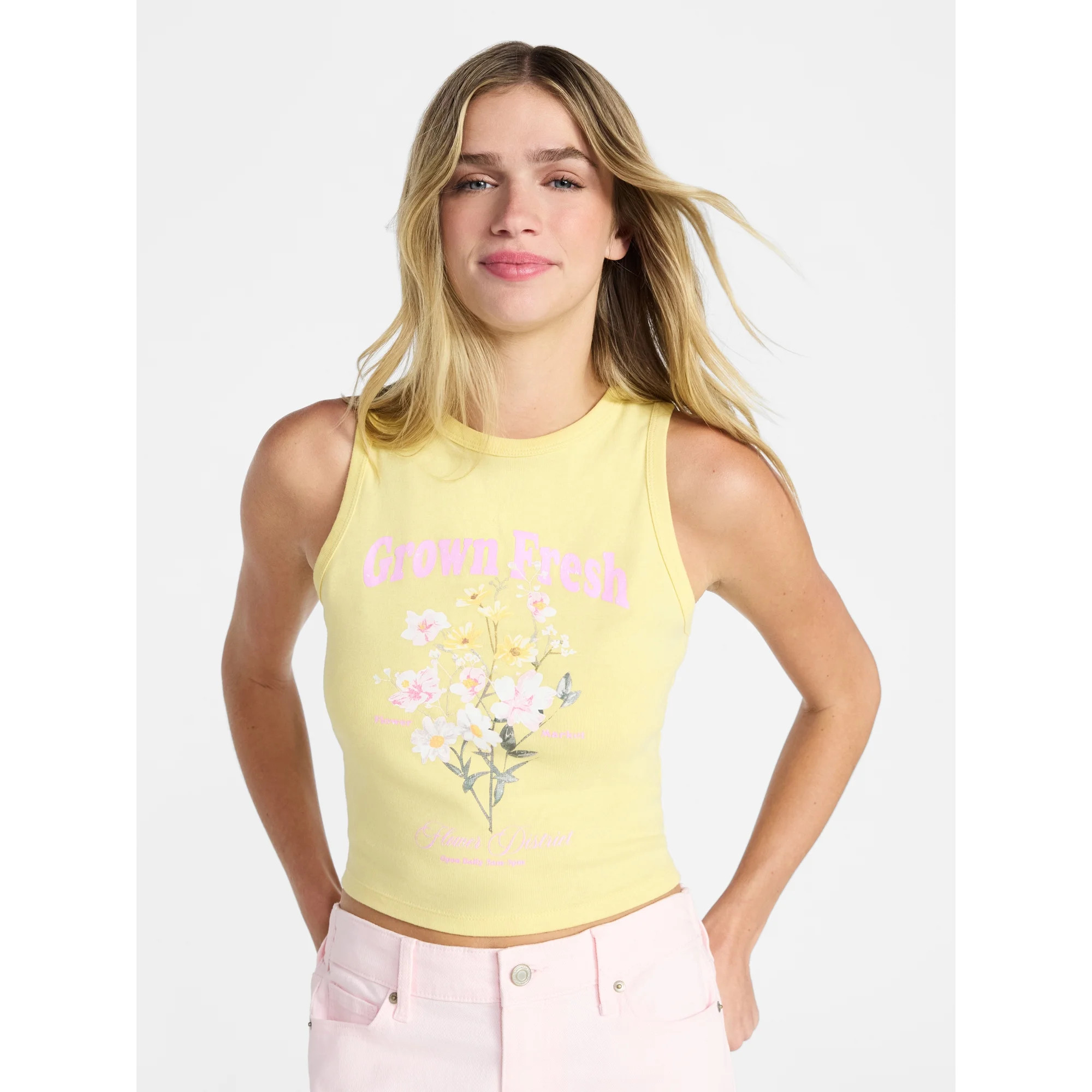 No Boundaries Cotton Ribbed Graphic Tank Top, Women's XXS-XXL | Walmart (US)