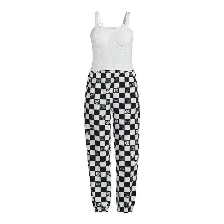 No Boundaries Juniors' Bustier Top and Jogger Pants Set, 2-Piece | Walmart (US)