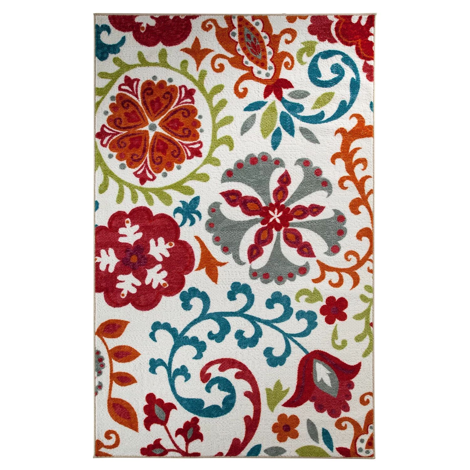 Mohawk Home Strata Idas Garden Multi Printed Area Rug, 5'x8', Cream & Red | Walmart (US)