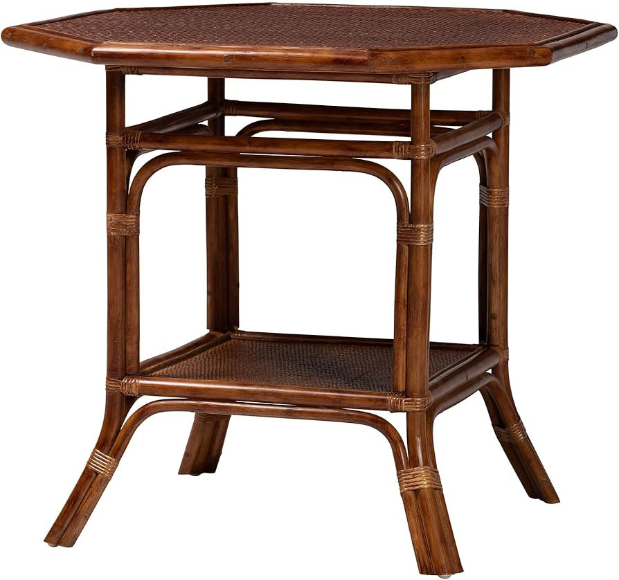 Bali & pari Jayanti Marbled Tortoise Natural Rattan Dining Table - Handwoven Wicker Bistro Table ... | Amazon (US)