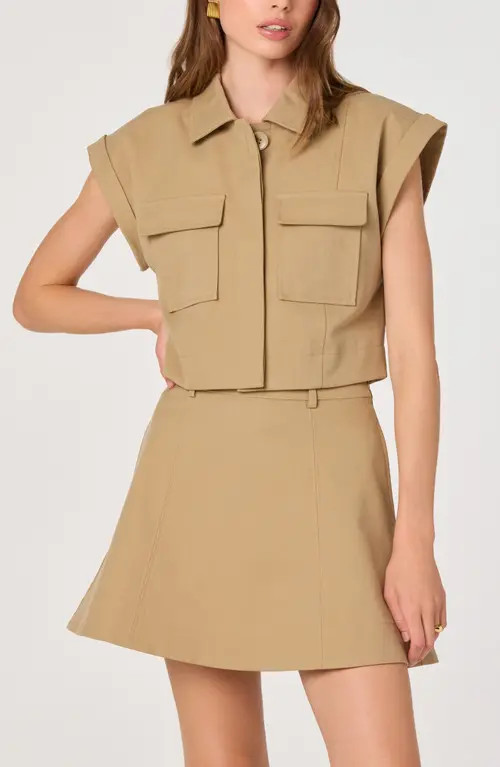 ASTR the Label Cairn Placket Button-Up Crop Top in Khaki at Nordstrom, Size Small | Nordstrom