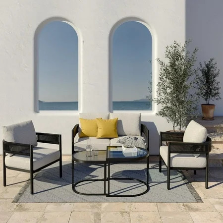 Grand Patio Woven Wicker 5-Piece Outdoor Conversation Set | Walmart (US)
