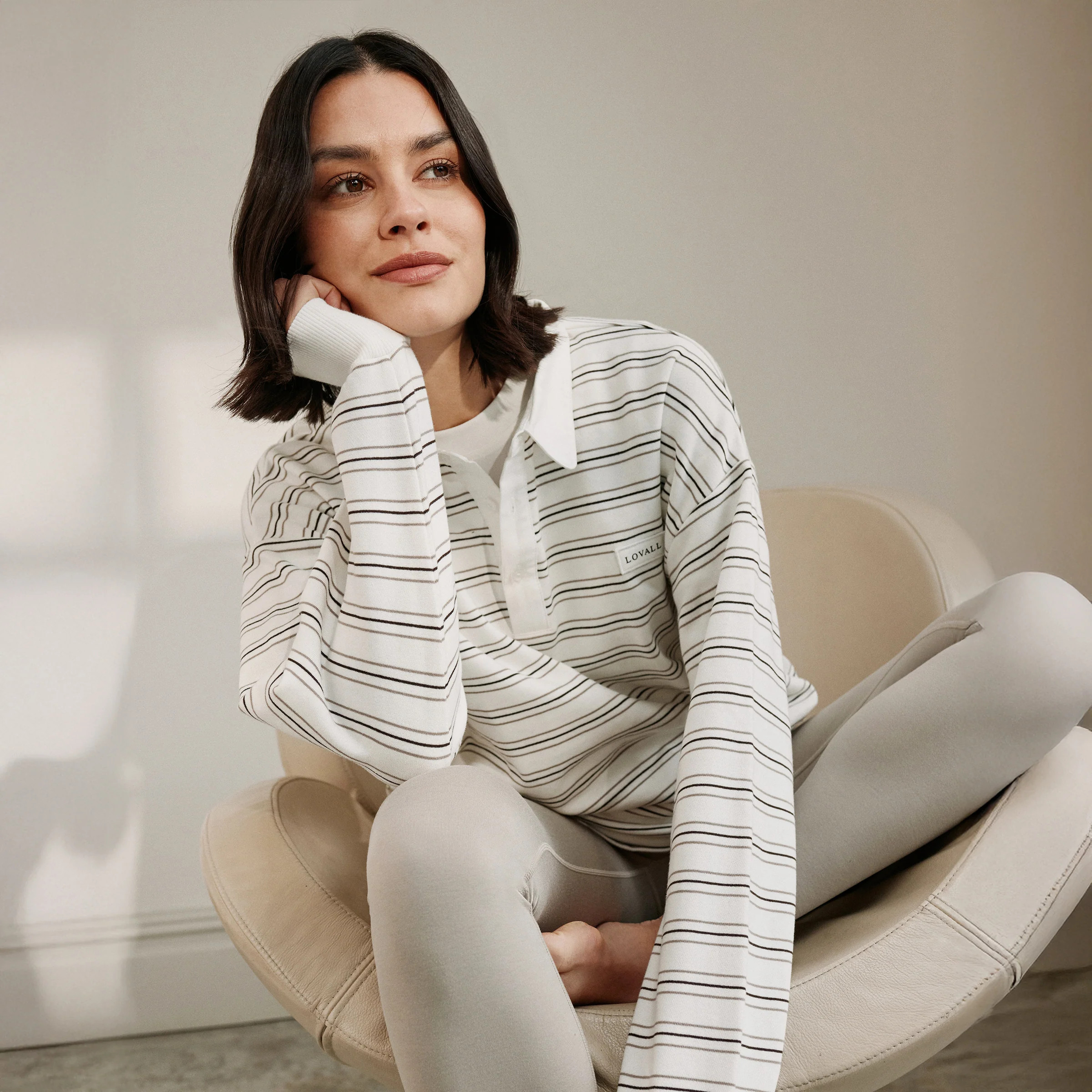 Polo Top - Stone Stripe | LOVALL