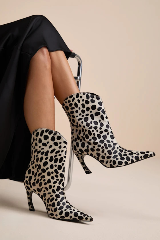 Maryann Curve White Calf Hair Booties | Lulus