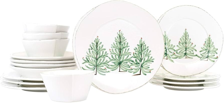 Vietri Lastra Holiday 16-Pc Place Setting, Dinnerware Set - Cereal/Pasta Bowls, Salad/Dinner Plat... | Amazon (US)