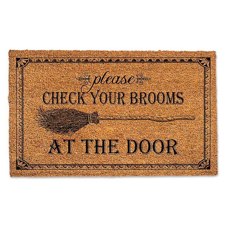 New! Check Your Brooms Halloween Coir Doormat | Kirkland's Home