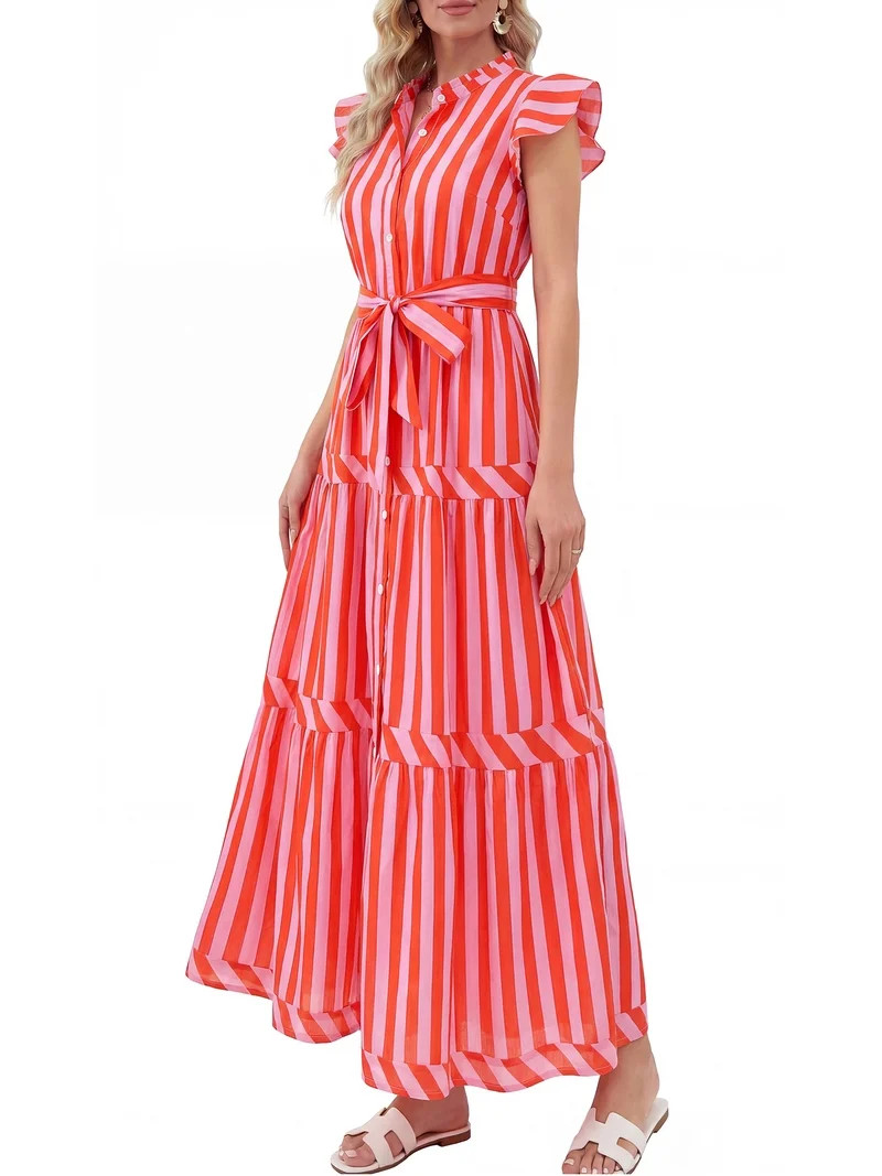 Pretty Garden Women's Belted Dress | Walmart (US)